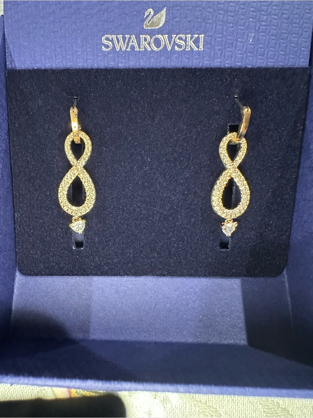 Swarovski Rose Gold Infinity Drop Earrings - 5512625 - NIB